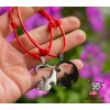 Браслеты парные для двоих , красный шнурок "Изящные коты". Цена за 1 пару. Сталь